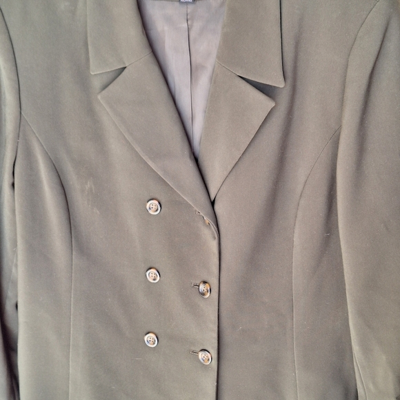 Suit Studio Pant Suit SzP16 Dbl Breasted FullyLined Pants/Jacket Olive Polyester - Picture 4 of 15